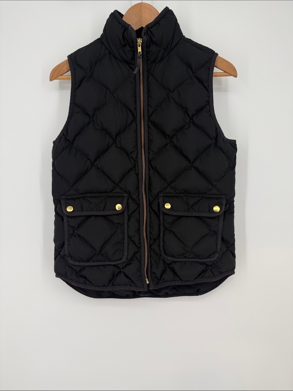 J. Crew Black Quilted Down Puffer Vest Size XS